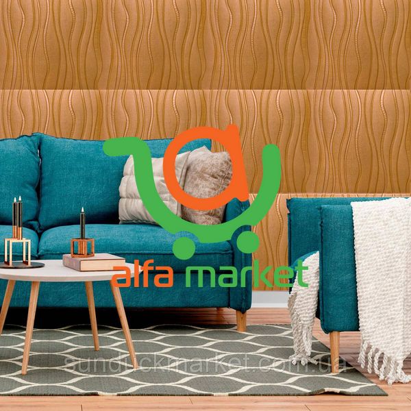 Самоклеюча декоративна настінно-стельова 3D панель коричневі хвилі 700x700x7мм (366) SW-00000849 SW-00000849 фото
