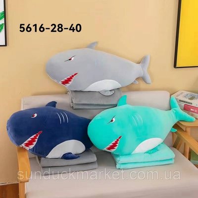 Плед-подушка іграшка 3в1 Акула сіра (75см) 2049195965 фото