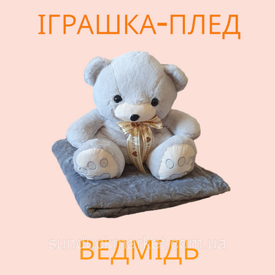 Іграшка-плед 3в1 Сірий ведмедик ІР0017 фото